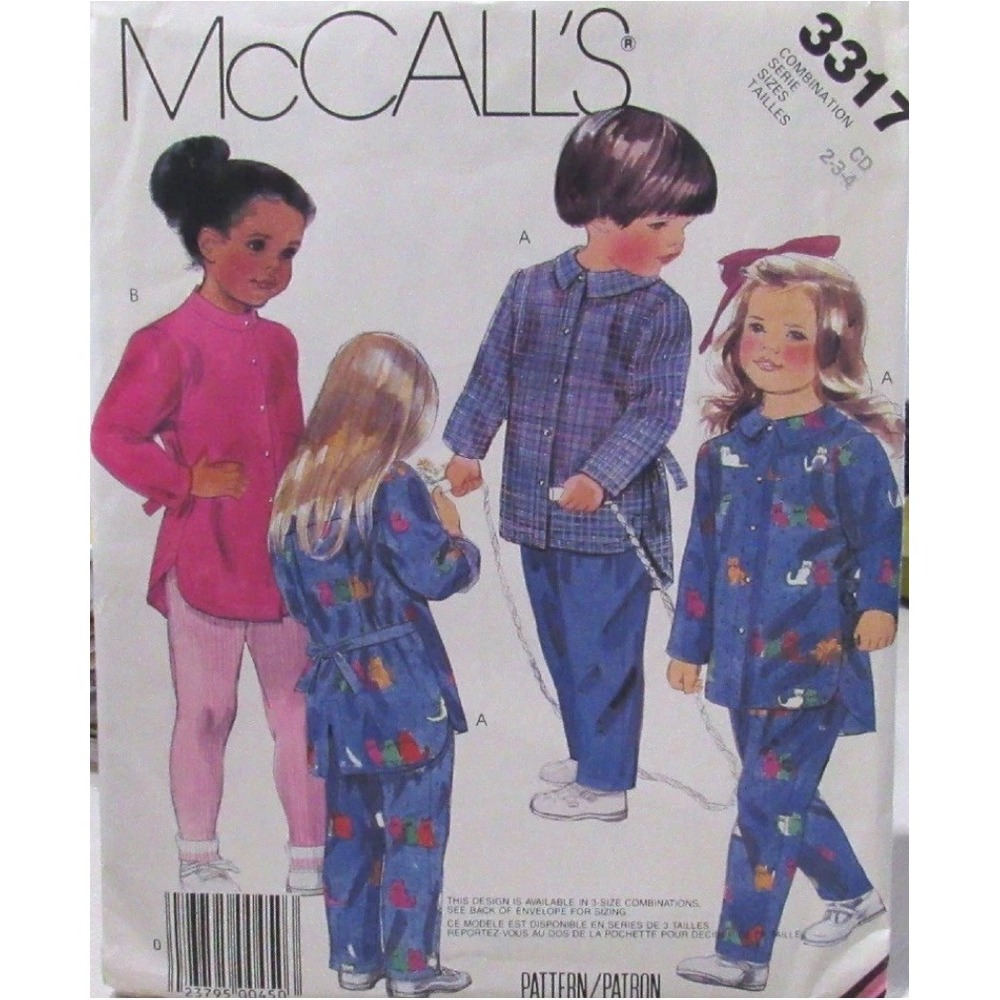 McCalls 3317 Little Girls 2-3-4 Tunic Top Pants Toddler Pattern Uncut 1980s